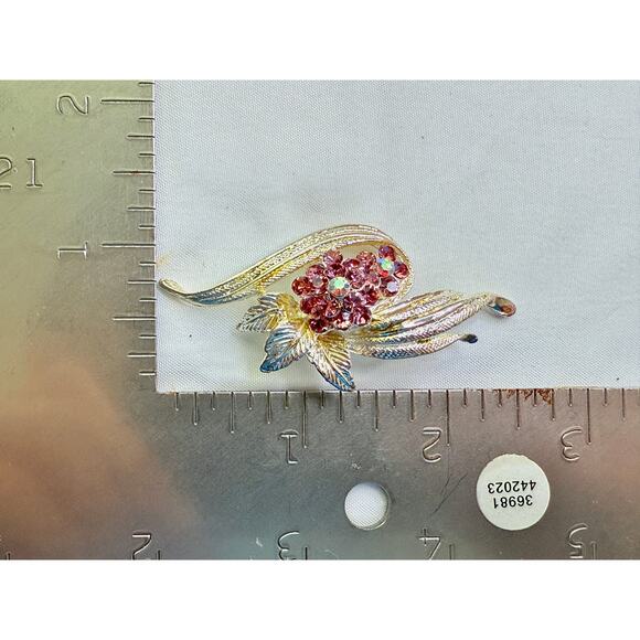 Vintage 1960s Juliana D&E Amethyst & AB Rhinestone Floral Spray Brooch - Picture 9 of 9